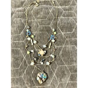 Betsey Johnson Weave and Sew Woven Mixed Multi-colored Bead Flower Heart #397